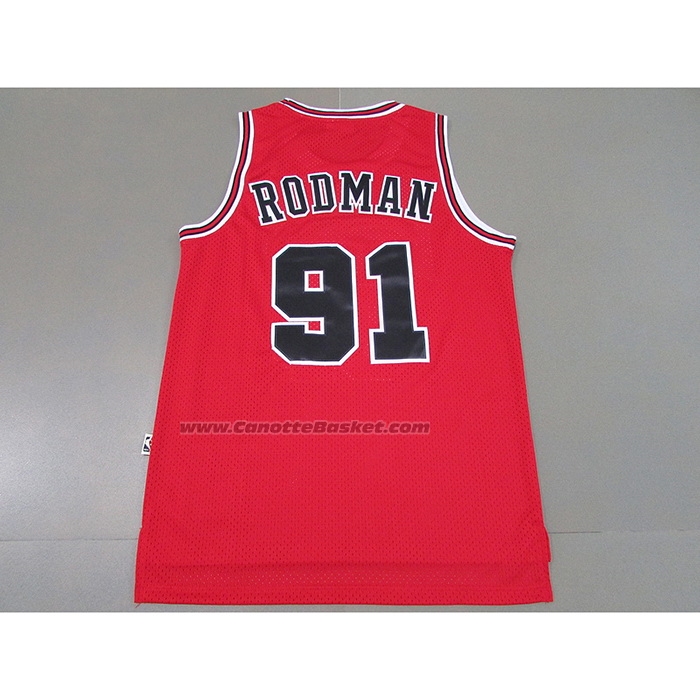 Maglia Chicago Bulls Dennis Rodman NO 91 Mitchell & Ness 1997-98 Rosso